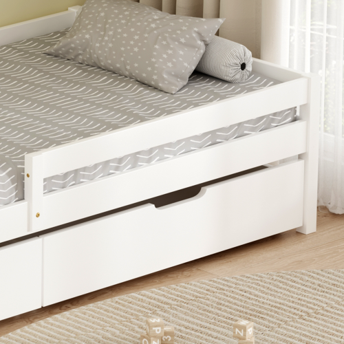 Posteľ s úložným priestorom, 90x200, biela, MIX NEW